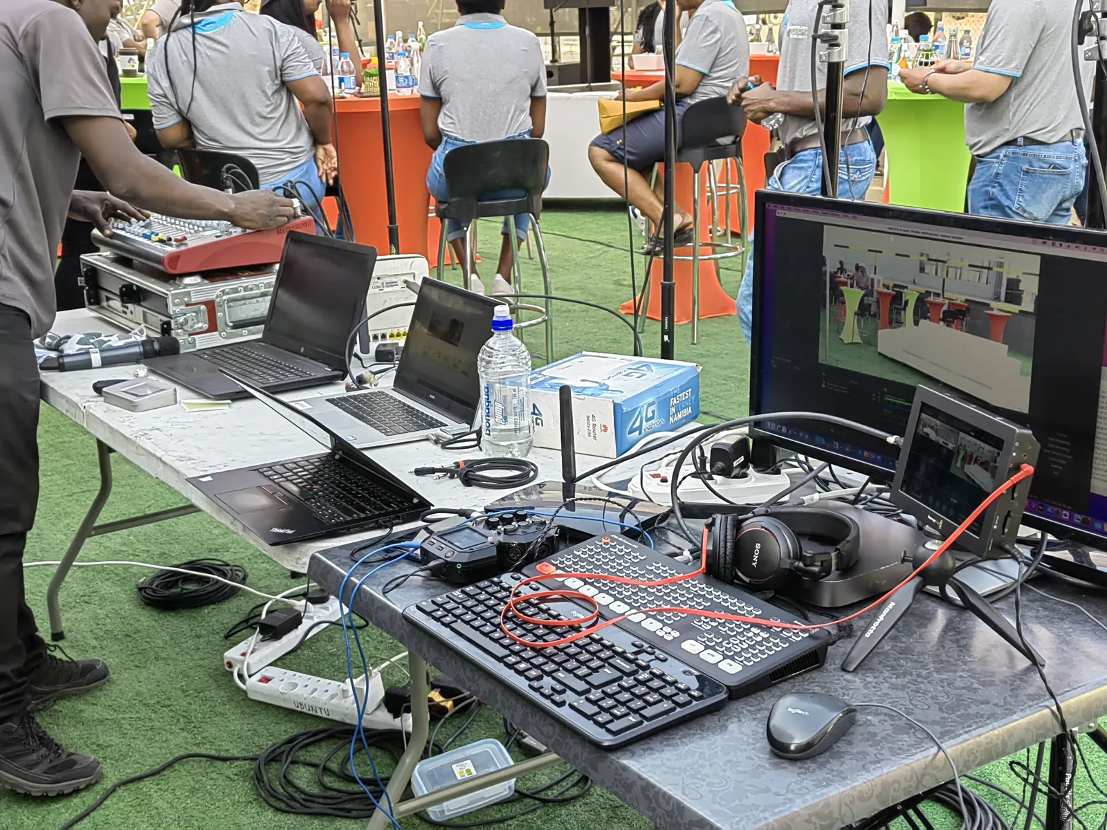 Live production desk: Vision switching and sound mixing